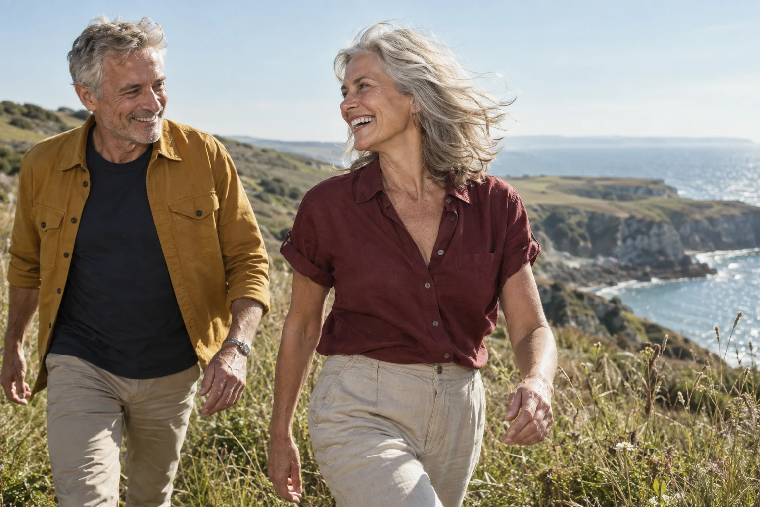 A woman enjoying a coastal walk