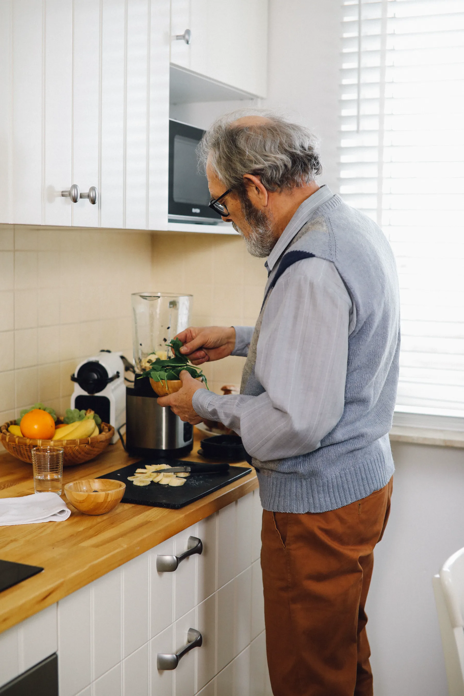 Preparing food in a kitchen